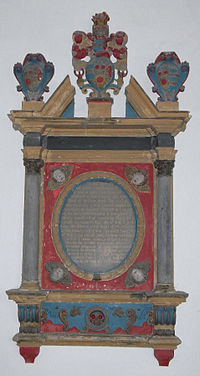 Mural monument in Meshaw Church to James Courtenay (d.1683) of Meshaw House CourtenayMonumentMeshaw.jpg