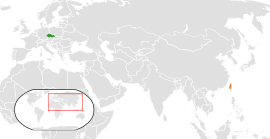 Czech RepublicとROCの位置を示した地図