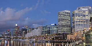 Darling Harbour recreational and pedestrian precinct on the western edge of the Sydney central business district