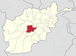 Peta Afghanistan menunjukkan Daykundi diwarnakan merah