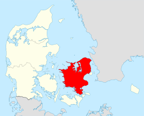 Seeland sur une carte du Danemark.