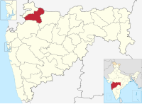 मानचित्र जिसमें धुले ज़िलाDhule district हाइलाइटेड है