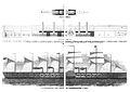 Die Gartenlaube (1856) b 656.jpg Fischgestalt [des Sc]hiffskörpers. Längendurchschitt. Das doppeleisengehäusige Doppel-Dampfschiff der Ost-Dampfschifffahrtsgesellschaft in London. (D)