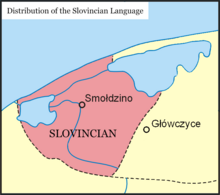 Distribution of the Slovincian language in the 20th century, in red.png