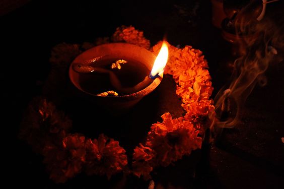 Diya enlightenment on the occasion of Diwali,India.