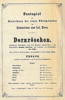 Titelblatt zu Gelbkes Singspiel „Dornröschen“ 1866