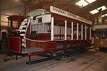 The preserved tram at Crich. Douglas Southern Electric Tram - 2010-05-08.jpg