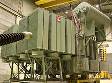 400 MVA 220/155 kV phase-shifting transformer. ELIA PST Monceau 400MVA.jpg