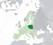 Mapa da Polónia na Europa