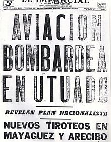 El Imparcial headline: "Aviation bombing in Utuado" El Imparcial Utuado.jpg