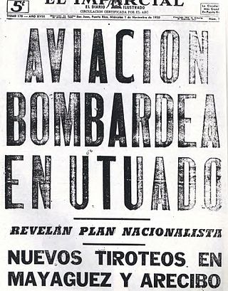 <span class="mw-page-title-main">Utuado uprising</span> 1950 revolt against the US by Nationalist party in Utuado, Puerto Rico