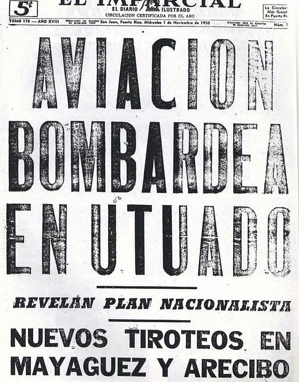 El Imparcial headline: "Aviation (US) bombs Utuado"