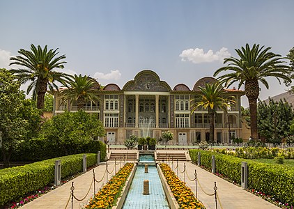 Eram garden is a historic Persian garden in Shiraz, Iran. It belonged to the leaders of Qashqai tribe before being confiscated by the central government. The garden, and the building within it, are located at the northern shore of the Khoshk River in the Fars province.