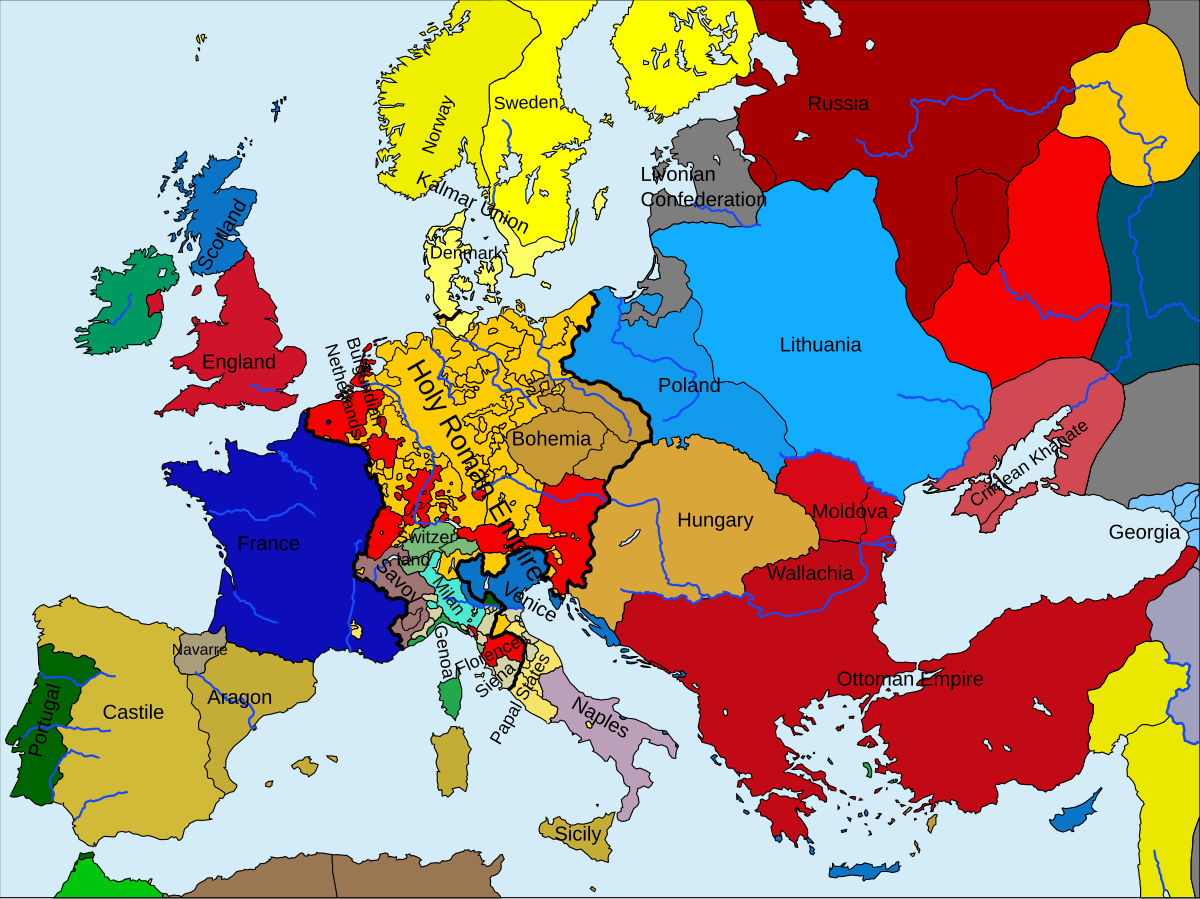 Карта европы 1500 года