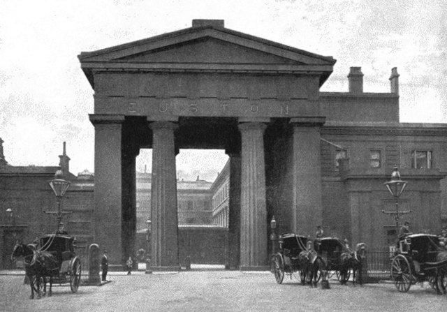 "Euston Arch": the original entrance to Euston Station (photographed in 1896)