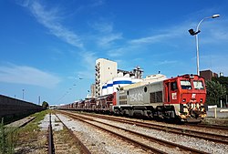 Un tren buit de potassa preparat per sortir cap a Sant Boi, el 21 d'agost de 2018.