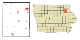 Fayette County Iowa Incorporated and Unincorporated areas Clermont Highlighted.svg