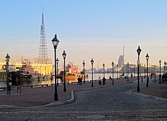 The waterfront of the Northwest Branch of the Patapsco River, the old Basin, at Fells Point Fell's Point waterfront retouched.jpg