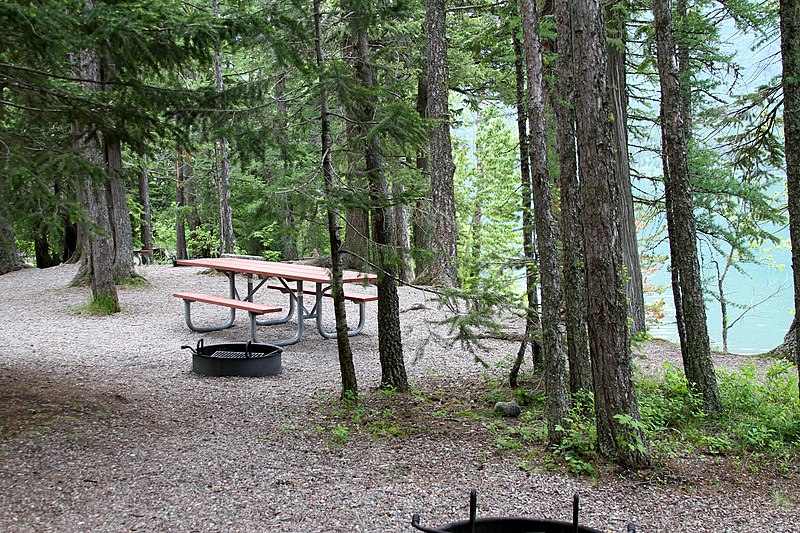 File:Fish Creek Picnic Area, Lake McDonald - 3 (There is more of a beach as the water levels drop through the summer.) (7536298532).jpg