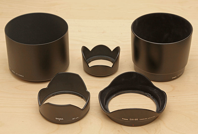 File:Five lens hoods.JPG