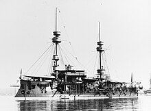 Amiral Baudin after refit French ironclad Amiral Baudin NH 66055.jpg