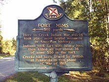 Alabama Historical Association Fort Mims marker Ft. Mims sign.JPG