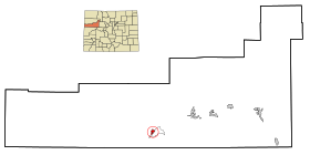 Garfield County Colorado Incorporated and Unincorporated areas Parachute Highlighted.svg