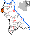 Deutsch: Lage von Gnadau in der Stadt Barby im Salzlandkreis in Sachsen-Anhalt, Deutschland. English: Location of Gnadau in the municipality Barby in Salzlandkreis in Saxony-Anhalt, Germany.   selected district   other districts   settlement   border of the municipality   border between two districts   Elbe   This file was uploaded with Commonist.