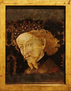Portrait de Jacques Ier le Conquérant peint en 1427 pour l'Hôtel de Ville de Valence avec Gonçal Peris Sarrià