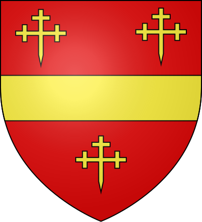 Arms of Gore family, Earls of Arran: Gules, a fesse between three cross-crosslets fitchee or Gore arms.svg