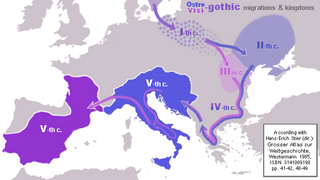 Évolution des Ostrogoths et des Wisigoths, Ier – Ve siècles, assorti des tentatives de fonder les divers royaumes goths.