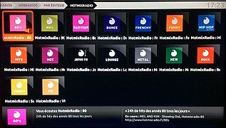 Interface HotMix Radios sur Freebox.