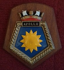 Ship's plaque presented to visitors. HMS Apollo Plaque.jpg