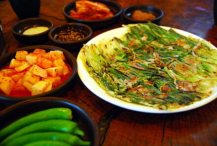 P'ajŏn: pictured is haemulp'ajŏn, a seafood scallion pancake