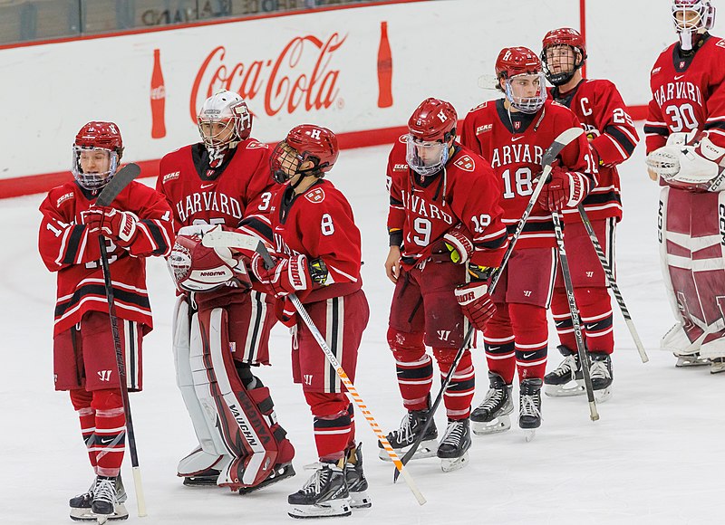 File:Harvard Crimson players after game.jpg