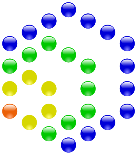 Fail:Hexagonal number 28 as sum of gnomons.svg