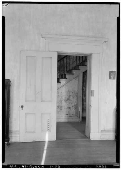 File:Historic American Buildings Survey Alex Bush, Photographer, July 27, 1936 EAST VIEW INTO HALL FROM S. W. ROOM, FIRST FLOOR (DINING ROOM) - Stone-Young-Baggett House, County Road 54 (Old Selma Road), HABS ALA,51-MONG.V,1-23.tif