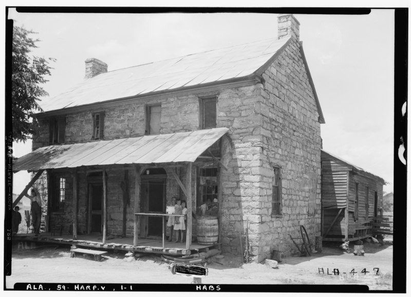 File:Historic American Buildings Survey Alex Bush, Photographer, May 11, 1935 FRONT (S) AND EAST SIDE - The Rock House, U.S. Route 280 (State Route 38), Harpersville, Shelby County, HABS ALA,59-HARP.V,1-1.tif