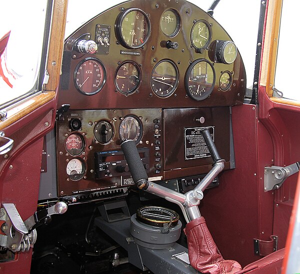 1936 de Havilland Hornet Moth. Note the bifurcated split stick control column.