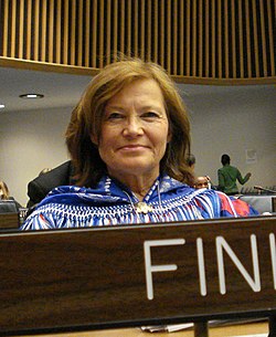 YK:n Alkuperäiskansojen pysyvässä foorumissa Suomen saamelaiskäräjien edustajana vuonna 2011.