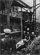 日暮里駅構内乗客転落事故の現場（1952年6月18日）