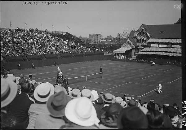 Bill Johnston (US) vs. Gerald Patterson (Australasia) in the Challenge Round at the West Side Tennis Club in 1922