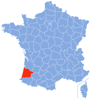 लांदेसचे फ्रान्स देशाच्या नकाशातील स्थान