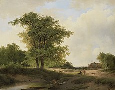 J.W. Bilders: Landscape with farm, c. 1840-50; oil on panel