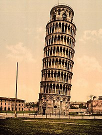 A Torre Inclinada de Pisa na década de 1890[16]