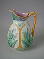 Lear Jug, coloured glazes majolica, c.1880, lily of the valley pattern.