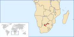 Bophuthatswana'nın Güney Afrika'daki konumu