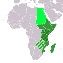 Map of Eastern Africa:
Green: Eastern Africa (UN Subregion)

Dark Green: East African Community

Very Light Green: Central African Federation (Political: Defunct)

Light Green: Geographic, including above LocationEasternAfrica.png