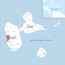 Location of the commune (in red) within Guadeloupe