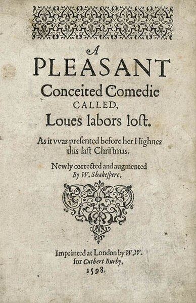 Title page of the first quarto (1598)